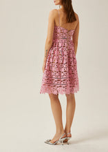 Load image into Gallery viewer, Jocelyne pink floral lace midi dress
